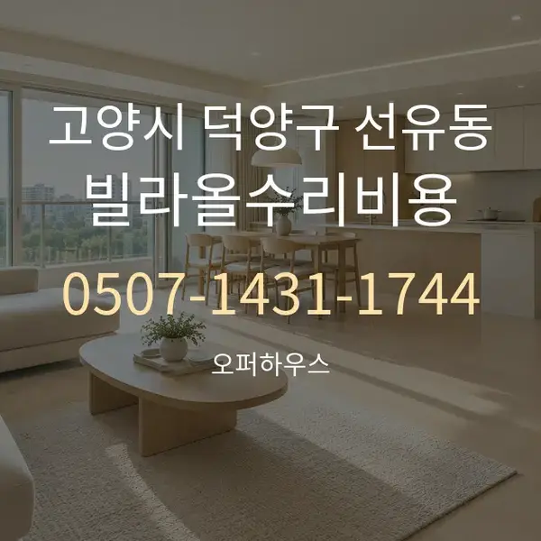 고양시 덕양구 선유동 빌라올수리비용 대표 안내 그래픽