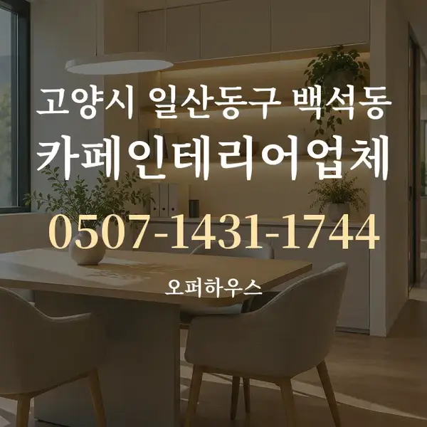 고양시 일산동구 백석동 카페인테리어업체 대표 안내 그래픽