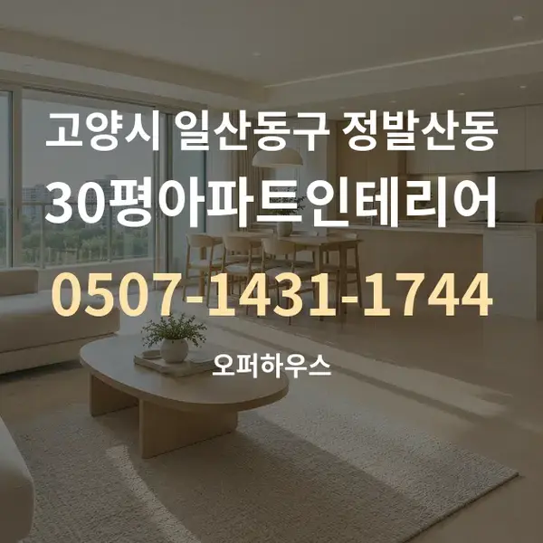고양시 일산동구 정발산동 30평아파트인테리어 대표 안내 그래픽