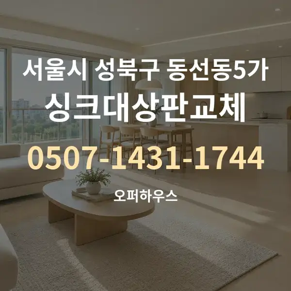 서울시 성북구 동선동5가 싱크대상판교체 대표 안내 그래픽