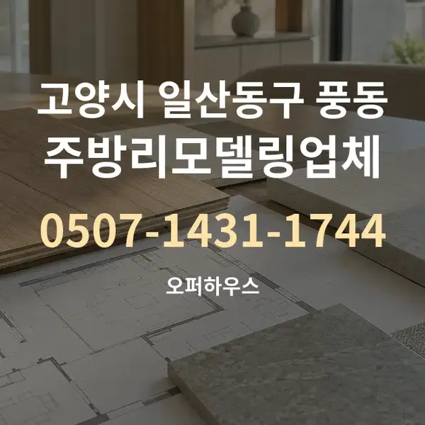 고양시 일산동구 풍동 주방리모델링업체 대표 안내 그래픽