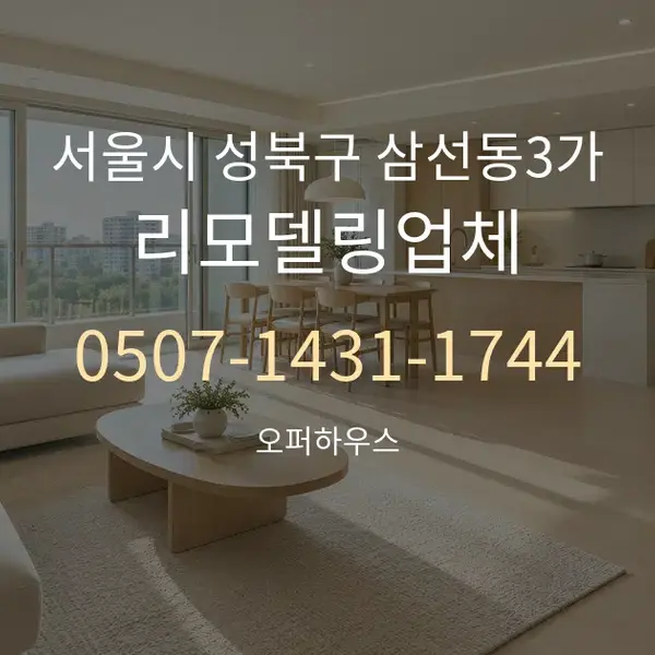 서울시 성북구 삼선동3가 리모델링업체 대표 안내 그래픽