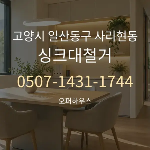 고양시 일산동구 사리현동 싱크대철거 대표 안내 그래픽