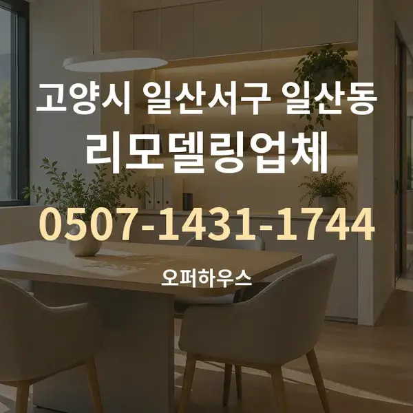 고양시 일산서구 일산동 리모델링업체 대표 안내 그래픽