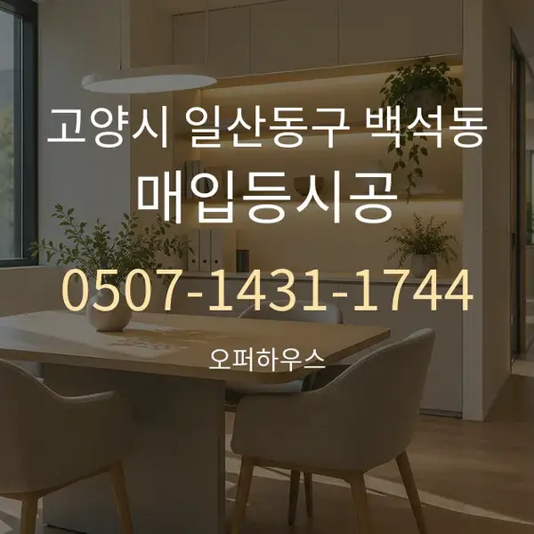 고양시 일산동구 백석동 매입등시공 대표 안내 그래픽