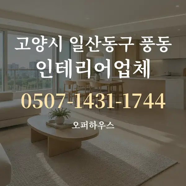고양시 일산동구 풍동 인테리어업체 대표 안내 그래픽