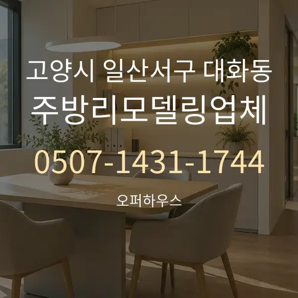 고양시 일산서구 대화동 주방리모델링업체 대표 안내 그래픽