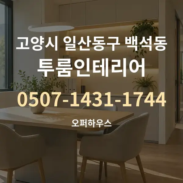 고양시 일산동구 백석동 투룸인테리어 대표 안내 그래픽