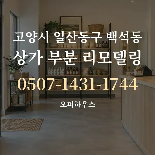 고양시 일산동구 백석동 상가 부분 리모델링 대표 안내 그래픽