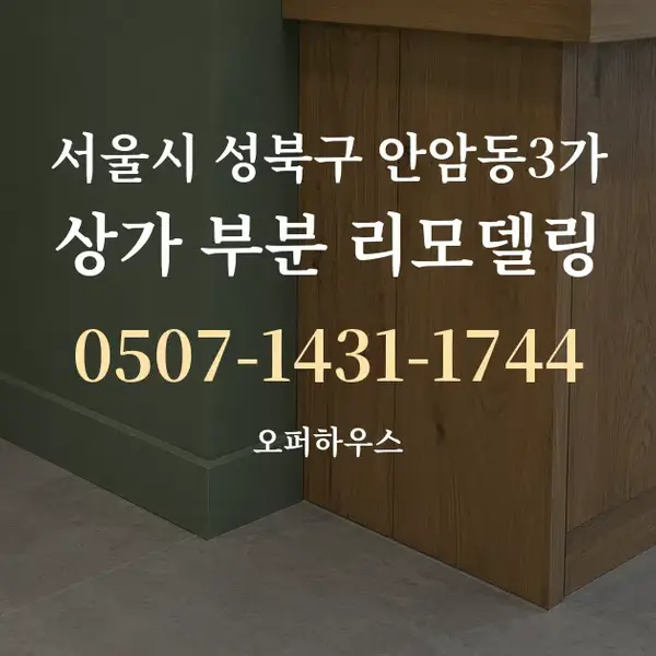 서울시 성북구 안암동3가 상가 부분 리모델링 대표 안내 그래픽