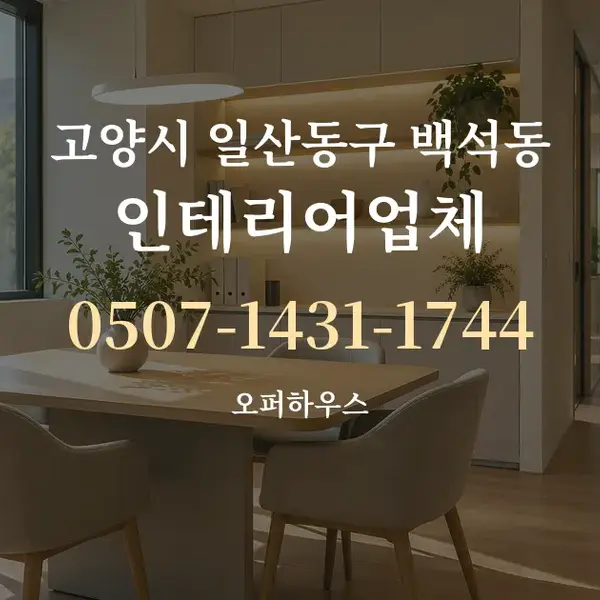 고양시 일산동구 백석동 인테리어업체 대표 안내 그래픽