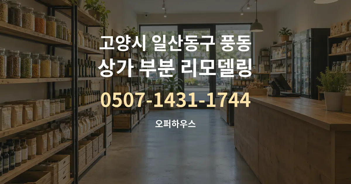 고양시 일산동구 풍동 상가 부분 리모델링 작업 조건 안내 그래픽