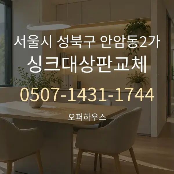 서울시 성북구 안암동2가 싱크대상판교체 대표 안내 그래픽