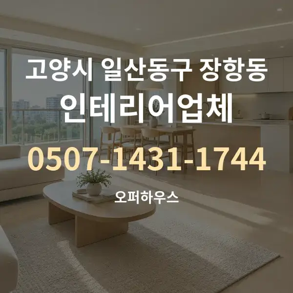 고양시 일산동구 장항동 인테리어업체 대표 안내 그래픽