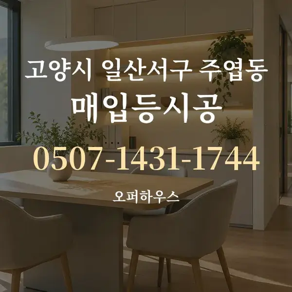 고양시 일산서구 주엽동 매입등시공 대표 안내 그래픽