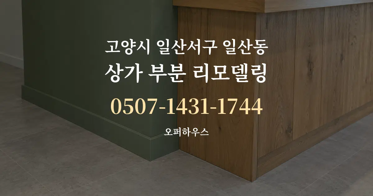 고양시 일산서구 일산동 상가 부분 리모델링 서비스 이용 안내 그래픽