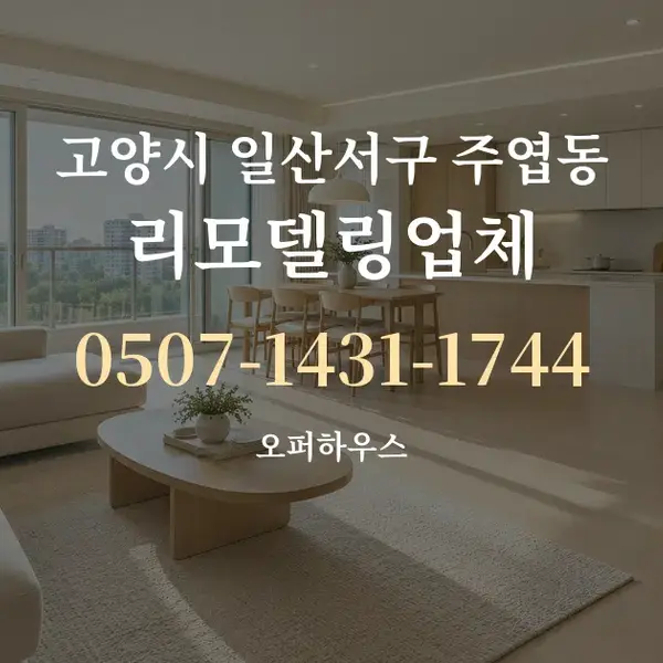 고양시 일산서구 주엽동 리모델링업체 대표 안내 그래픽