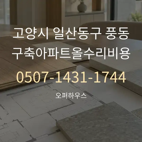고양시 일산동구 풍동 구축아파트올수리비용 대표 안내 그래픽