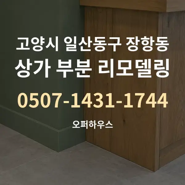 고양시 일산동구 장항동 상가 부분 리모델링 대표 안내 그래픽