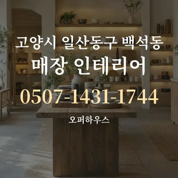 고양시 일산동구 백석동 매장 인테리어 대표 안내 그래픽