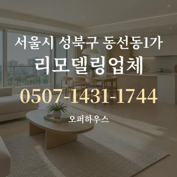 서울시 성북구 동선동1가 리모델링업체 대표 안내 그래픽
