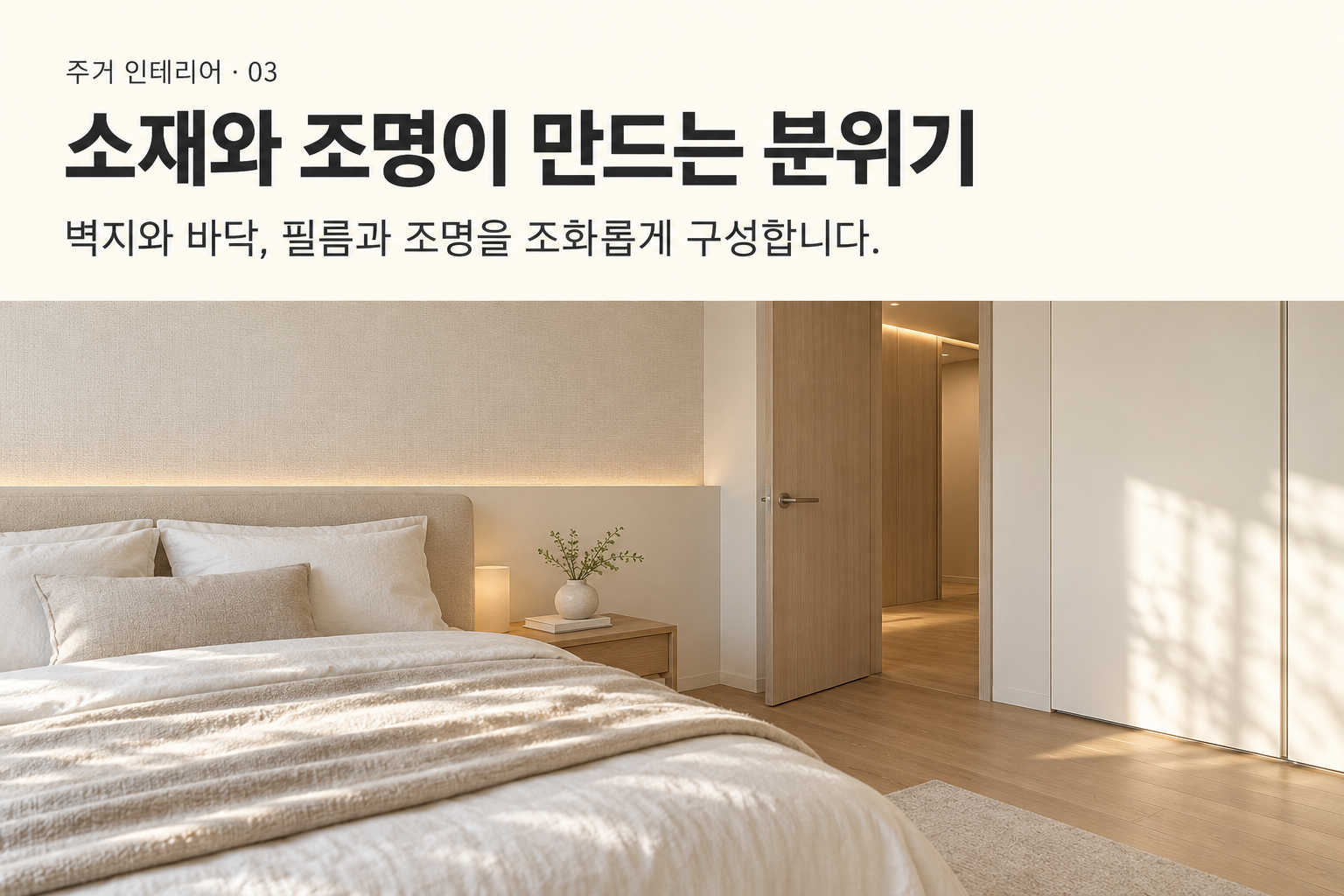 주거 인테리어 — 소재와 조명이 만드는 분위기