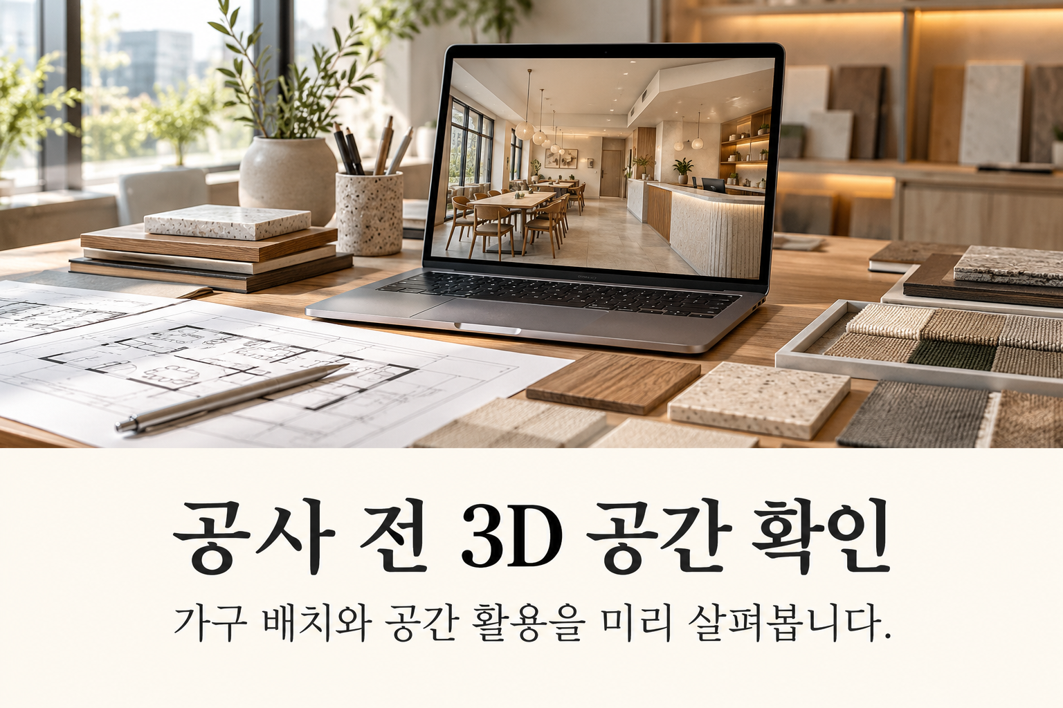 상가 인테리어 — 공사 전 3D 공간 확인